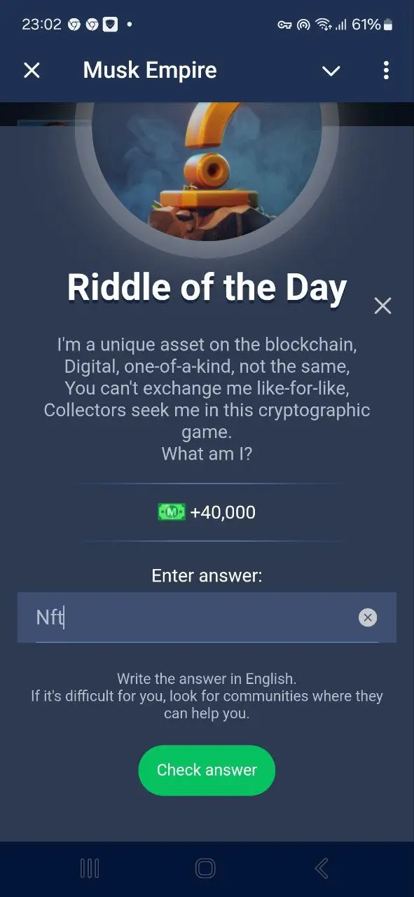 جواب کوئیز معمای امروز riddle of the day  ماسک ایمپایر شنبه 30 تیر شب