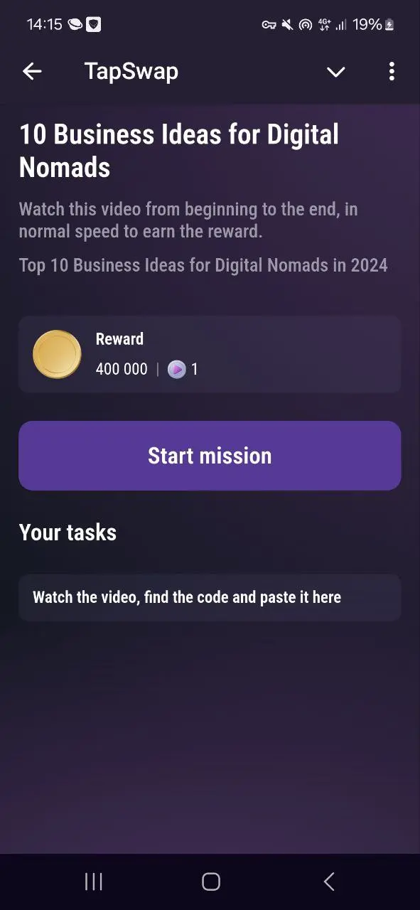 اولین کد تسک امروز تپ سواپ 21 شهریور چهارشنبه Business Ideas For Digital Nomads