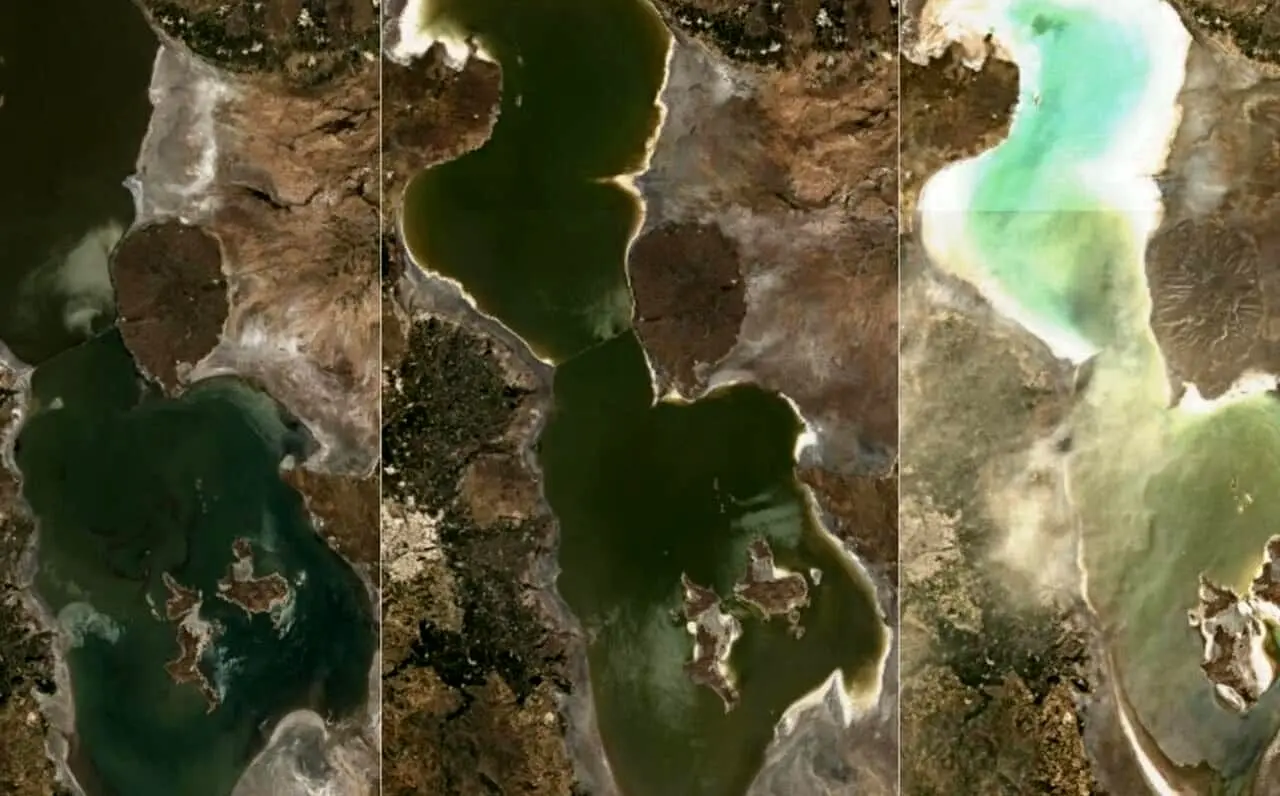 عکس متاثر کننده خشکی دریاچه ارومیه از ایستگاه فضایی!