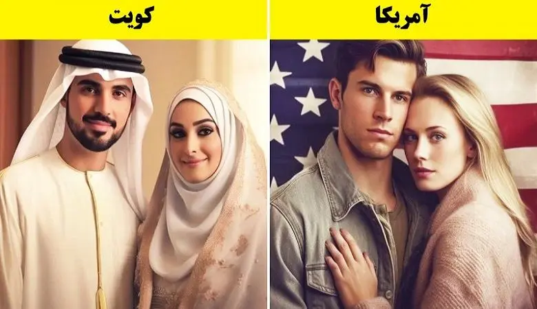 تصاویر هوش مصنوعی از زوج هر کشور/ زیباترین زوج متعلق به ایران است!
