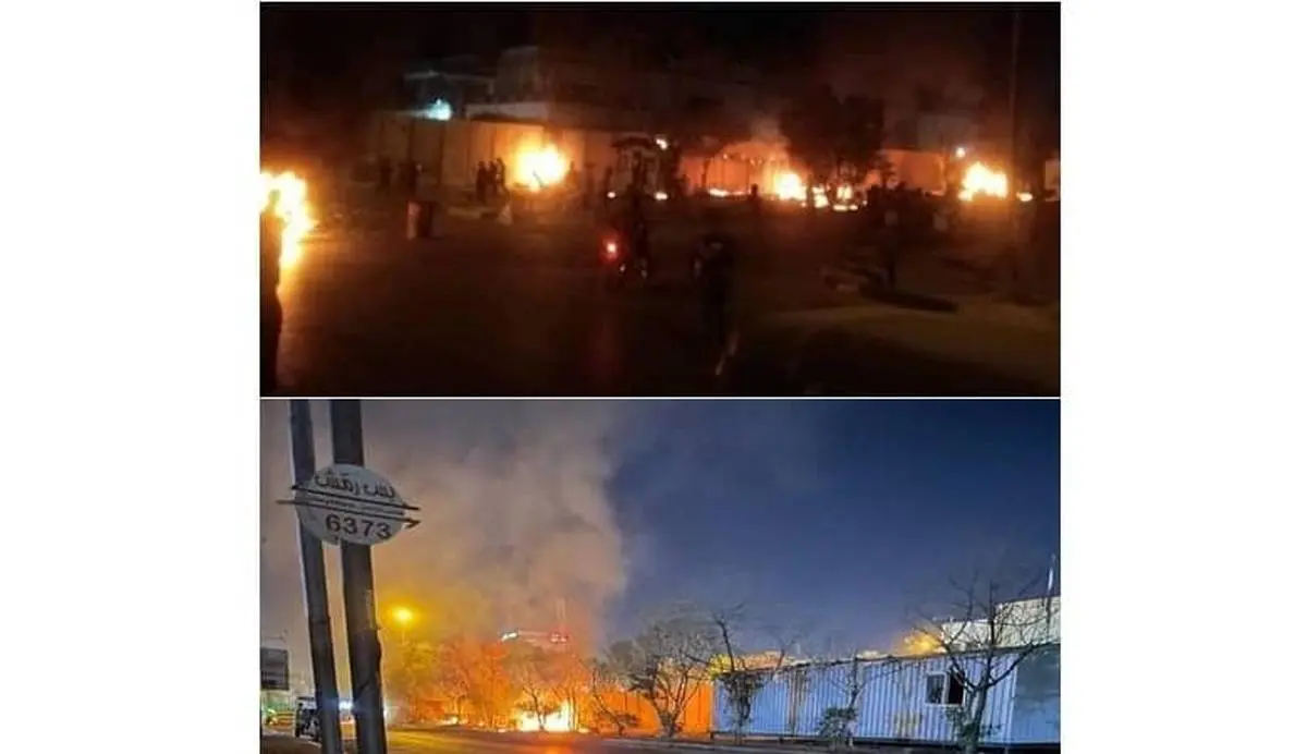 آتش زدن دیوار کنسولگری ایران در کربلای عراق